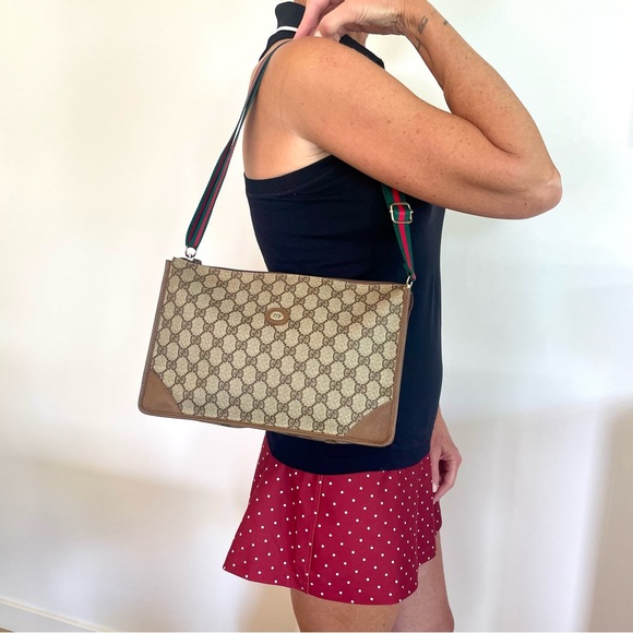 Gucci Brown GG Monogram Crossbody with Green and Red Stripe - Picture 8 of 12